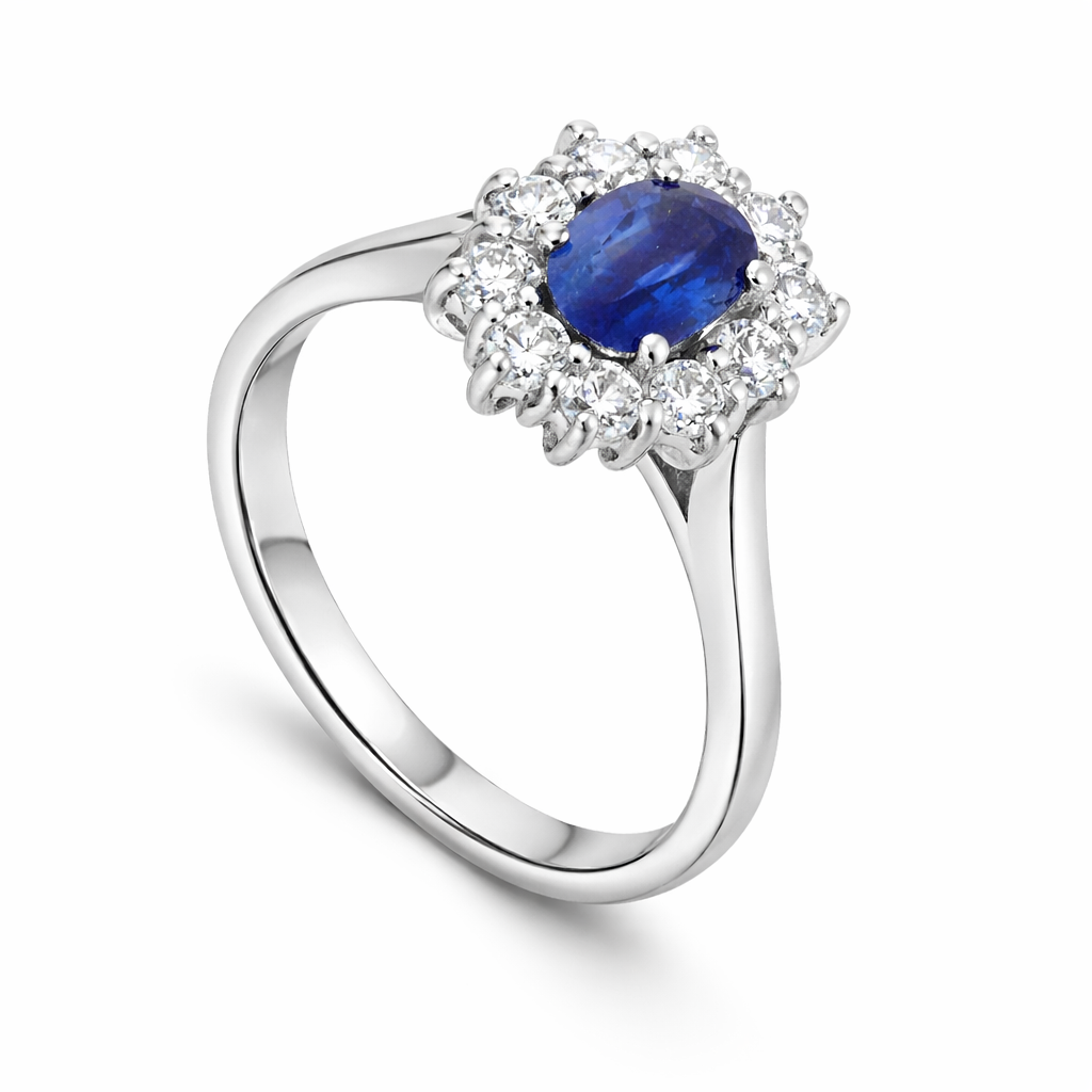 Diamond engagement ring featuring a 1.61ct sapphire set in a elegant band, crafted by Appleby Jewellers Dublin.
