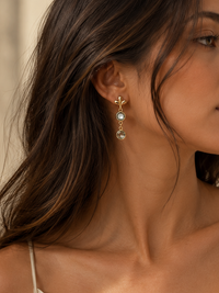 The Watercolour Gold Blue Topaz Drop Earrings