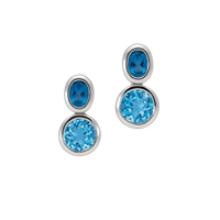 White Gold Blue Topaz Drop Earrings