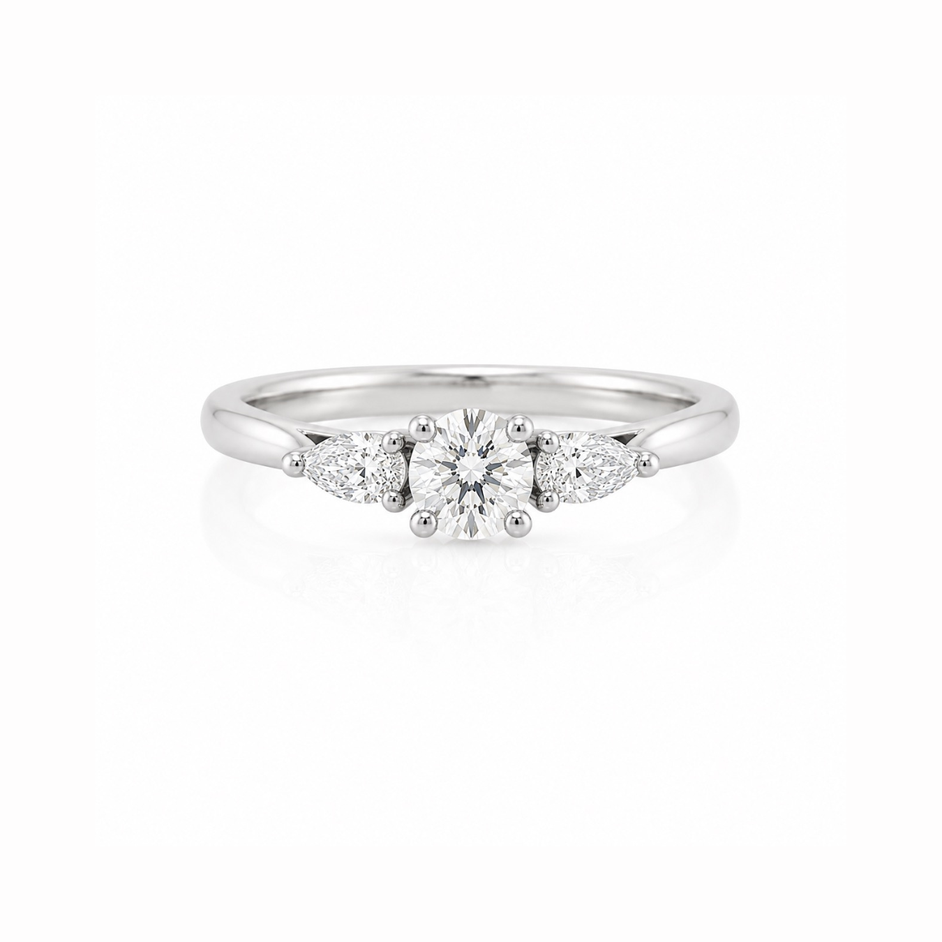 The Tranquility Ring – Round Brilliant with Pear Side Diamonds (0.70ct)