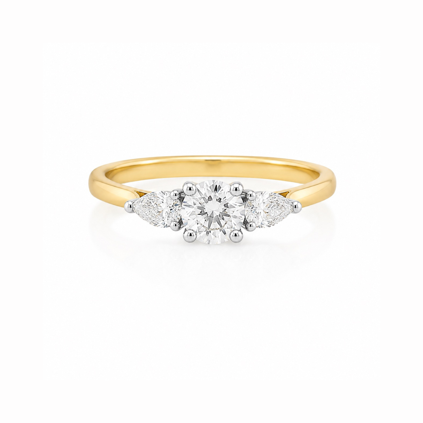 The Tranquility Ring – Round Brilliant with Pear Side Diamonds (1.10ct)