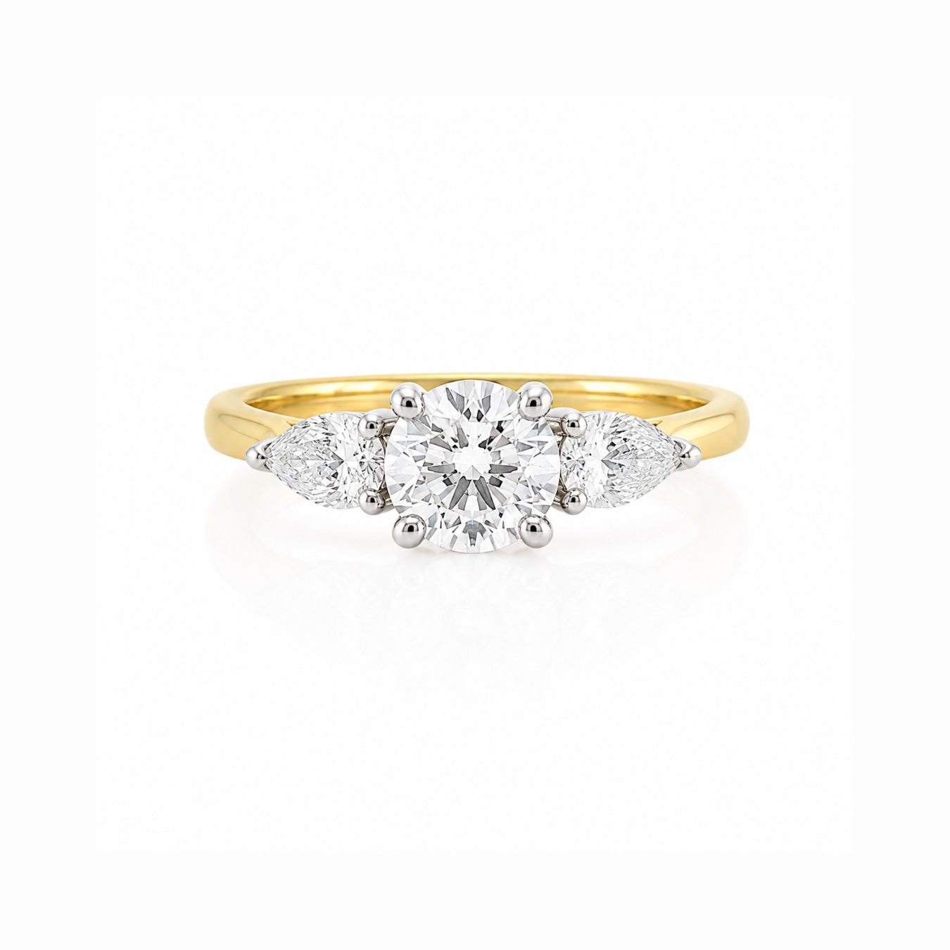 The Tranquility Ring – Round Brilliant with Pear Side Diamonds (1.00ct)
