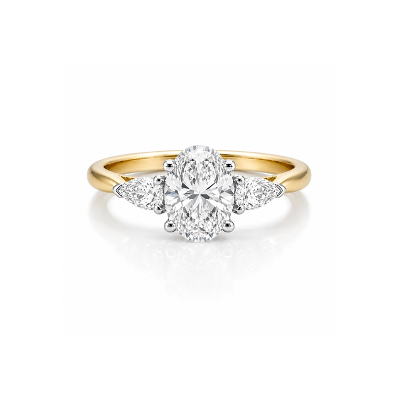 Diamond ring with pear-shaped side stones, 2.00ct total, elegant design by Appleby Jewellers Dublin.