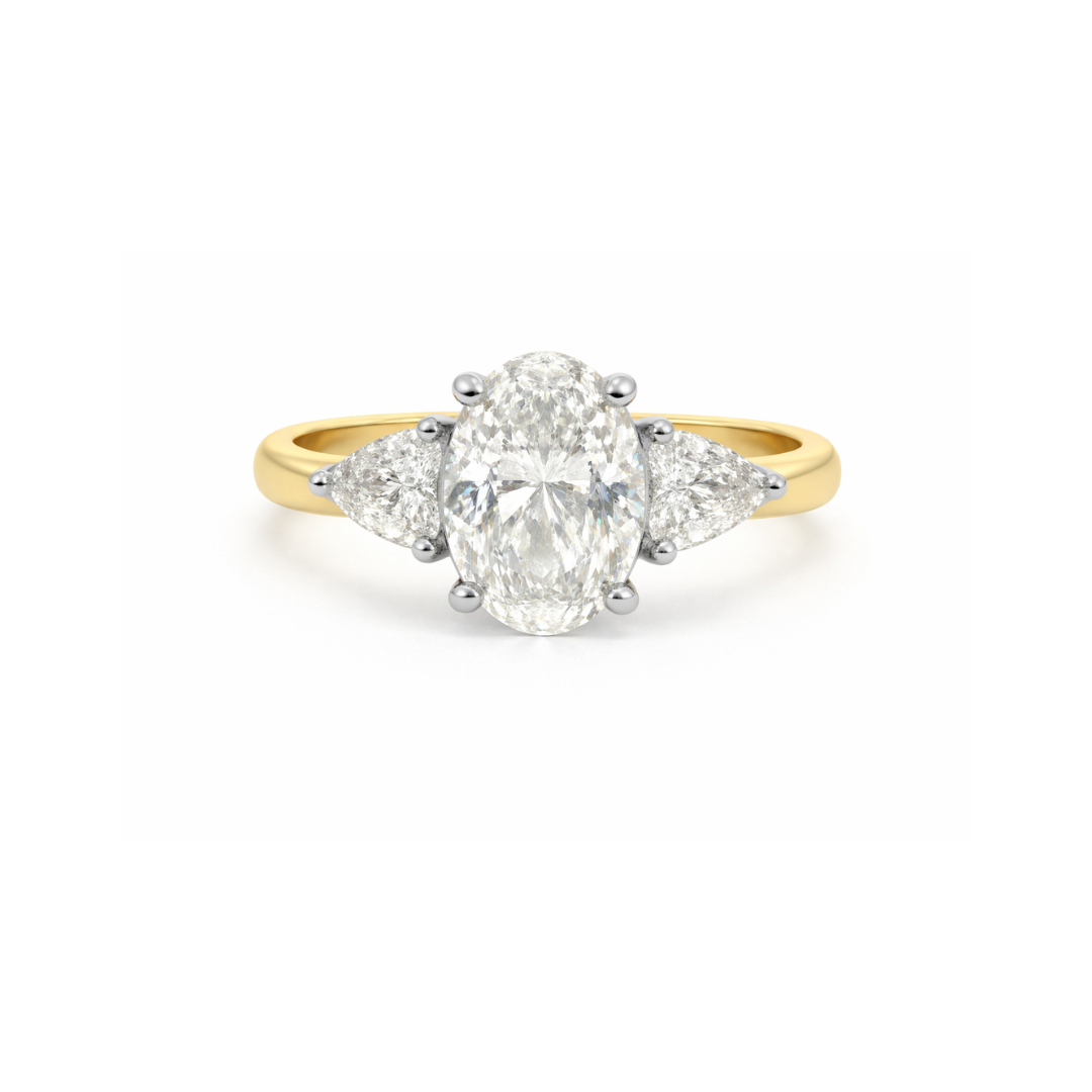 Oval and pear-shaped diamond engagement ring with a Tranquilityopal center stone by Appleby Jewellers Dublin.