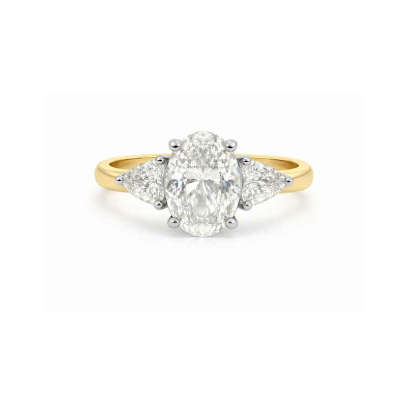 Oval and pear-shaped diamond engagement ring with a Tranquilityopal center stone by Appleby Jewellers Dublin.