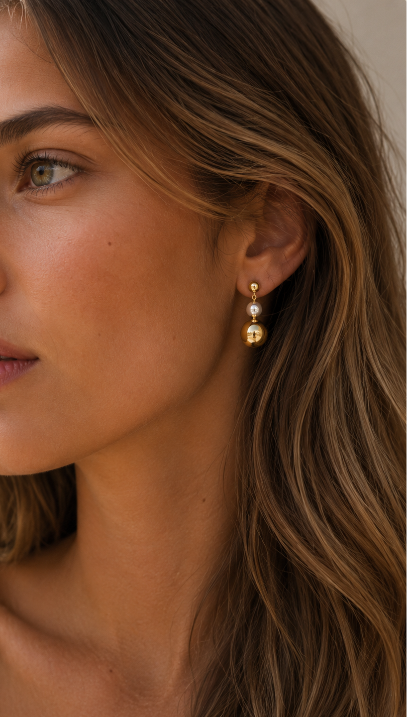 Two Tone Sphere Earrings