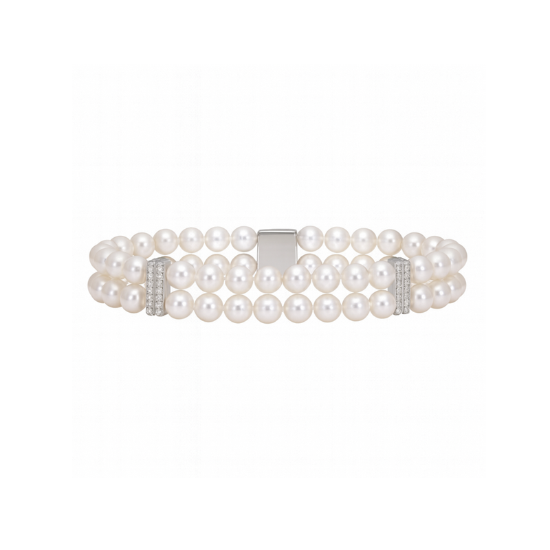 Double Row Diamond And Pearl Bracelet - Appleby Jewellers Dublin