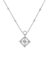 Princess Cut Diamond Halo Pendant with Diamond Chain