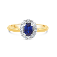 Sapphire and Diamond Halo Ring