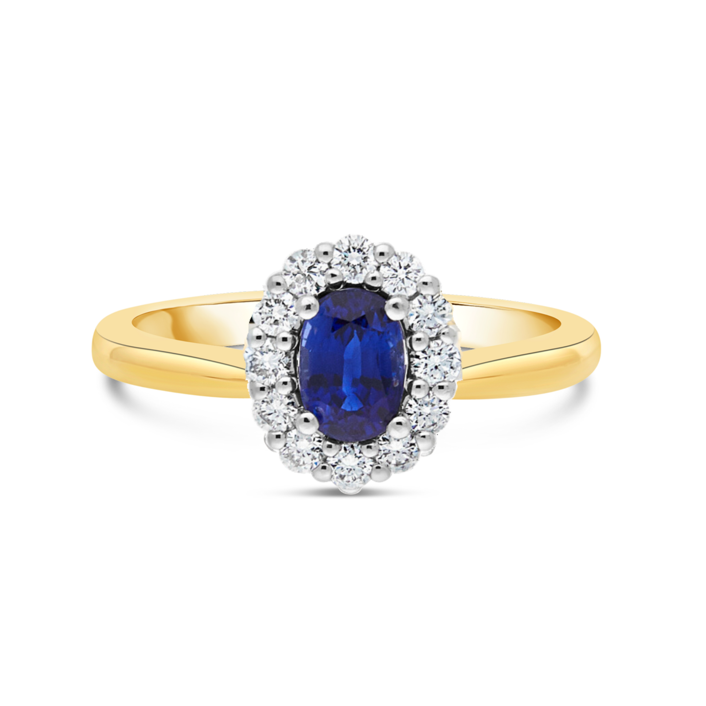 Sapphire and Diamond Halo Ring