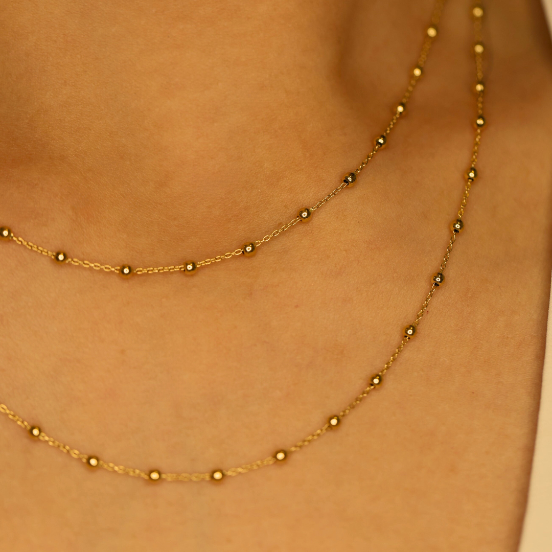 Gold Beaded Double Necklace