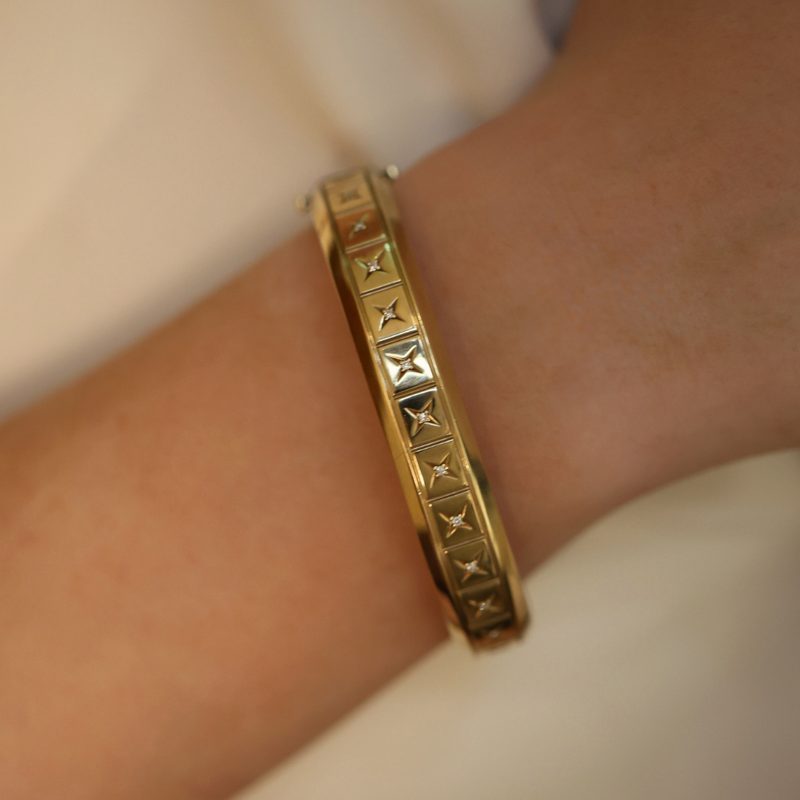 Gold and Diamond X Bangle