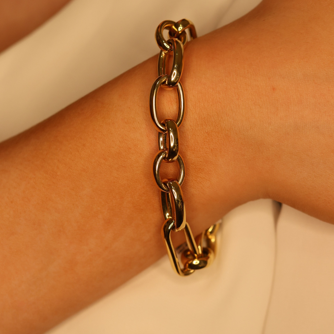 Chunky gold chain link bracelet discount