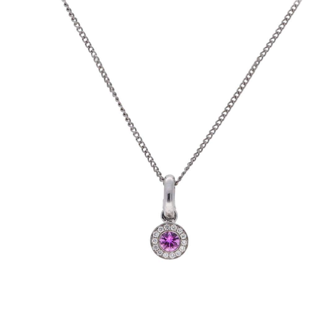 Pink Sapphire Halo Pendant