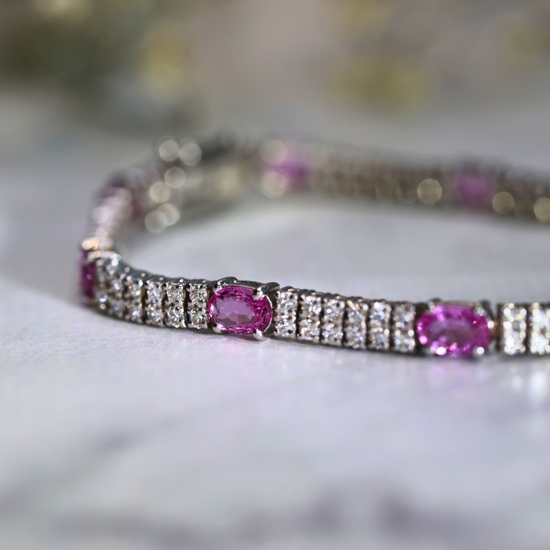 Pink Sapphire & Diamond Tennis Bracelet