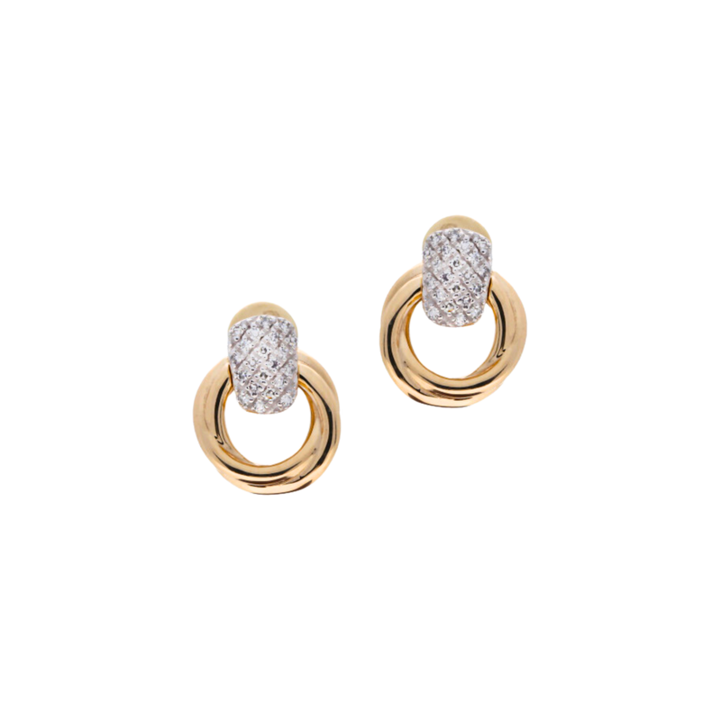 Yellow Gold Diamond Swirl Studs