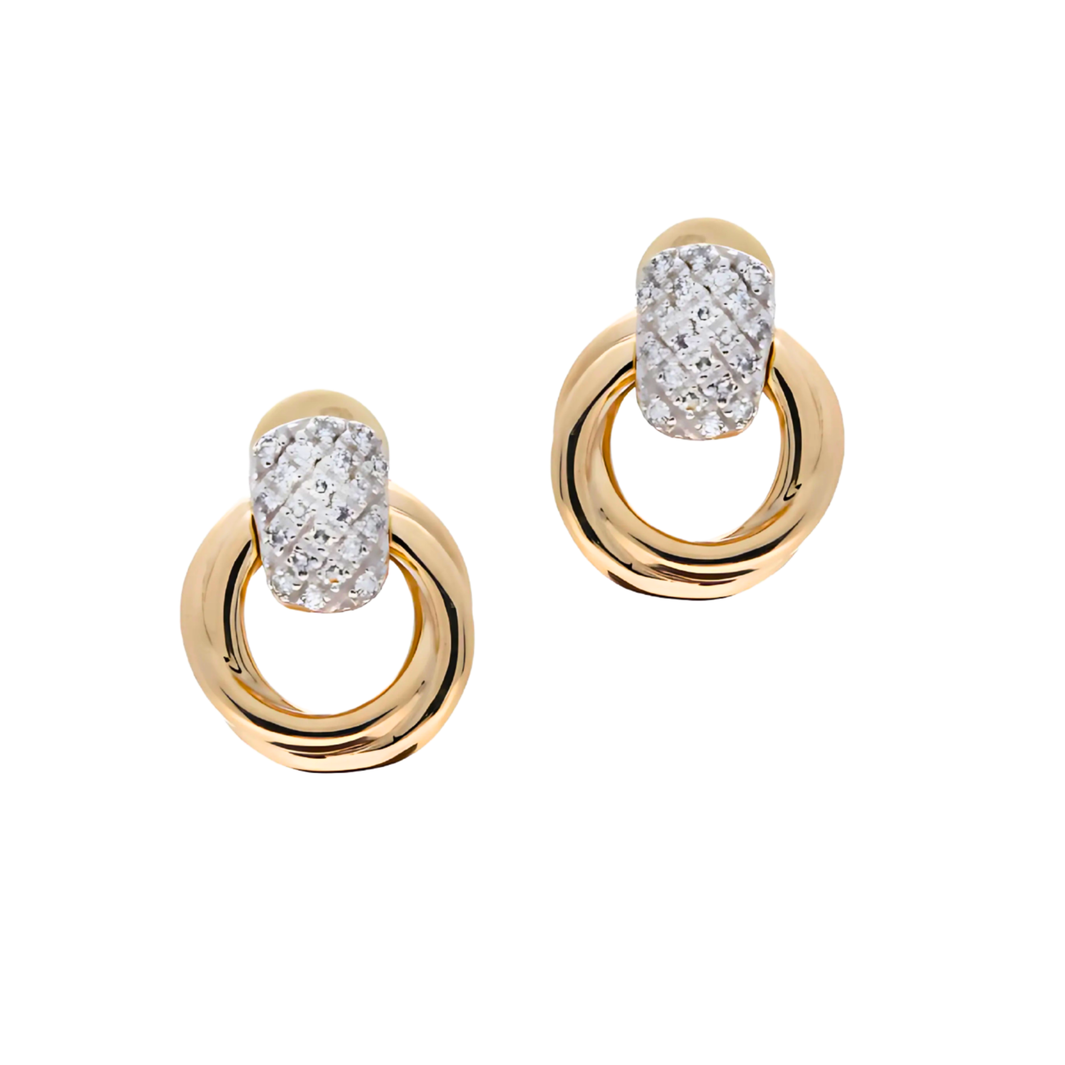 Yellow Gold Diamond Swirl Studs