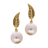 Gold Leaf Pearl Earrings