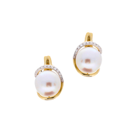 Pearl & Diamond Halo Earrings