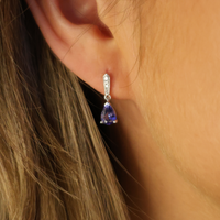 Tanzanite & Diamond Drop Earrings – 18ct White Gold
