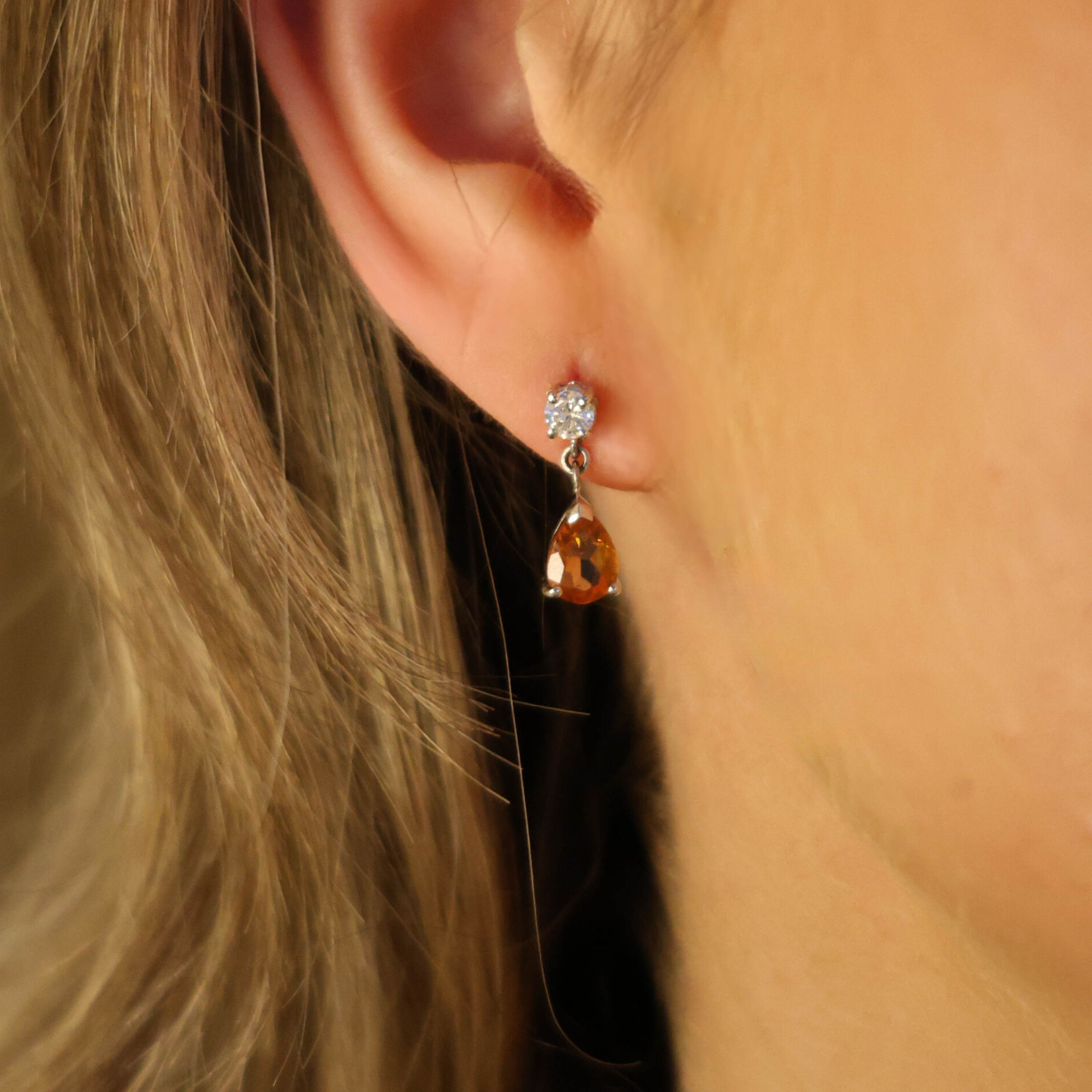 Topaz & Diamond Drop Earrings