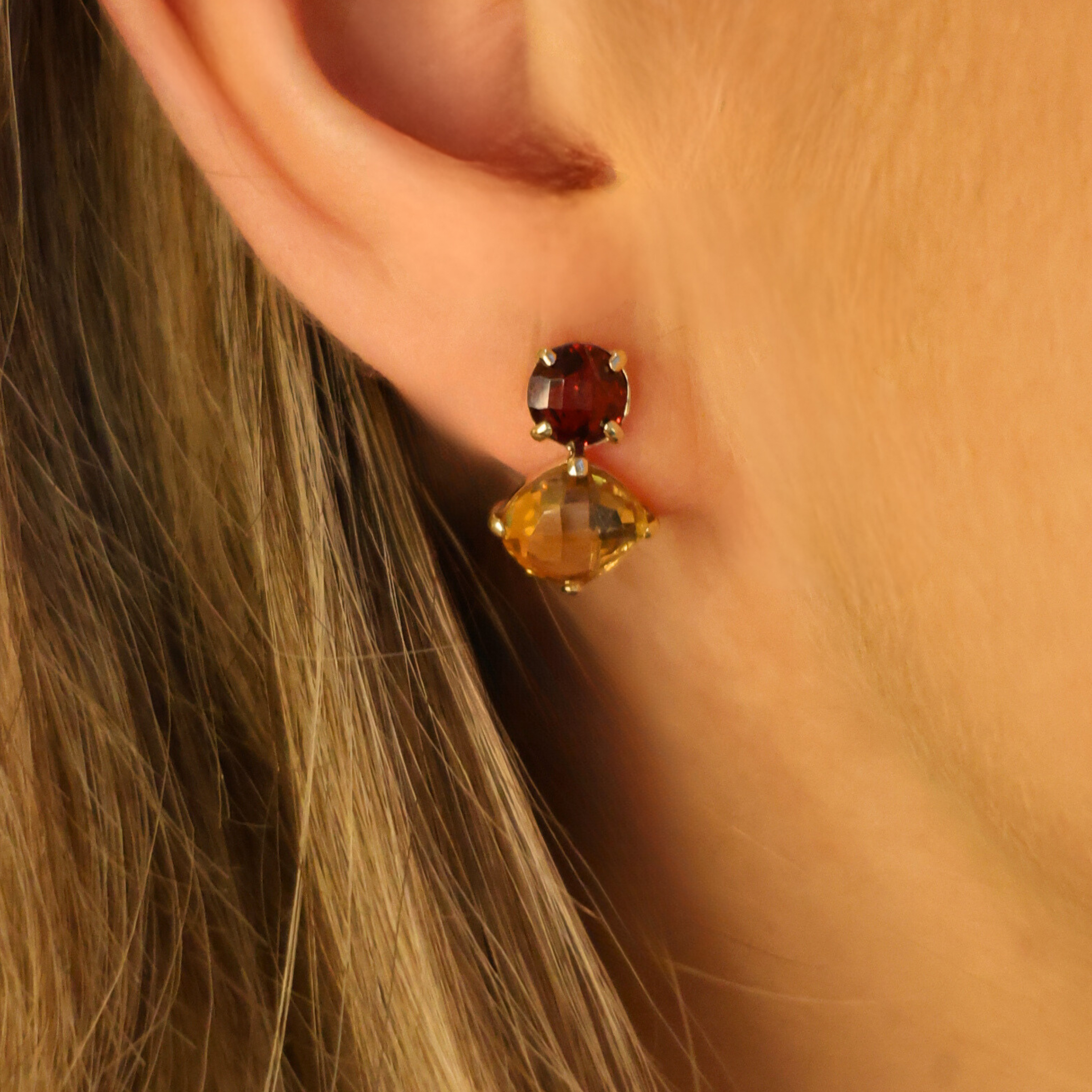 Garnet and Citrine Earrings