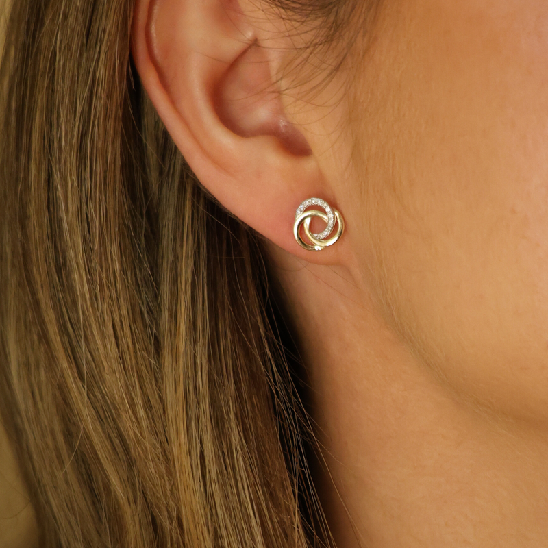 Diamond Set Spiral Earrings