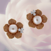 Pearl & Diamond Rose Clip On Earrings