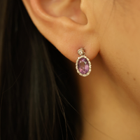 18ct White Gold Amethyst and Diamond Earrings