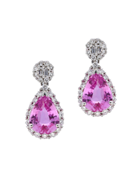 Pink Sapphire & Diamond Drop Earrings