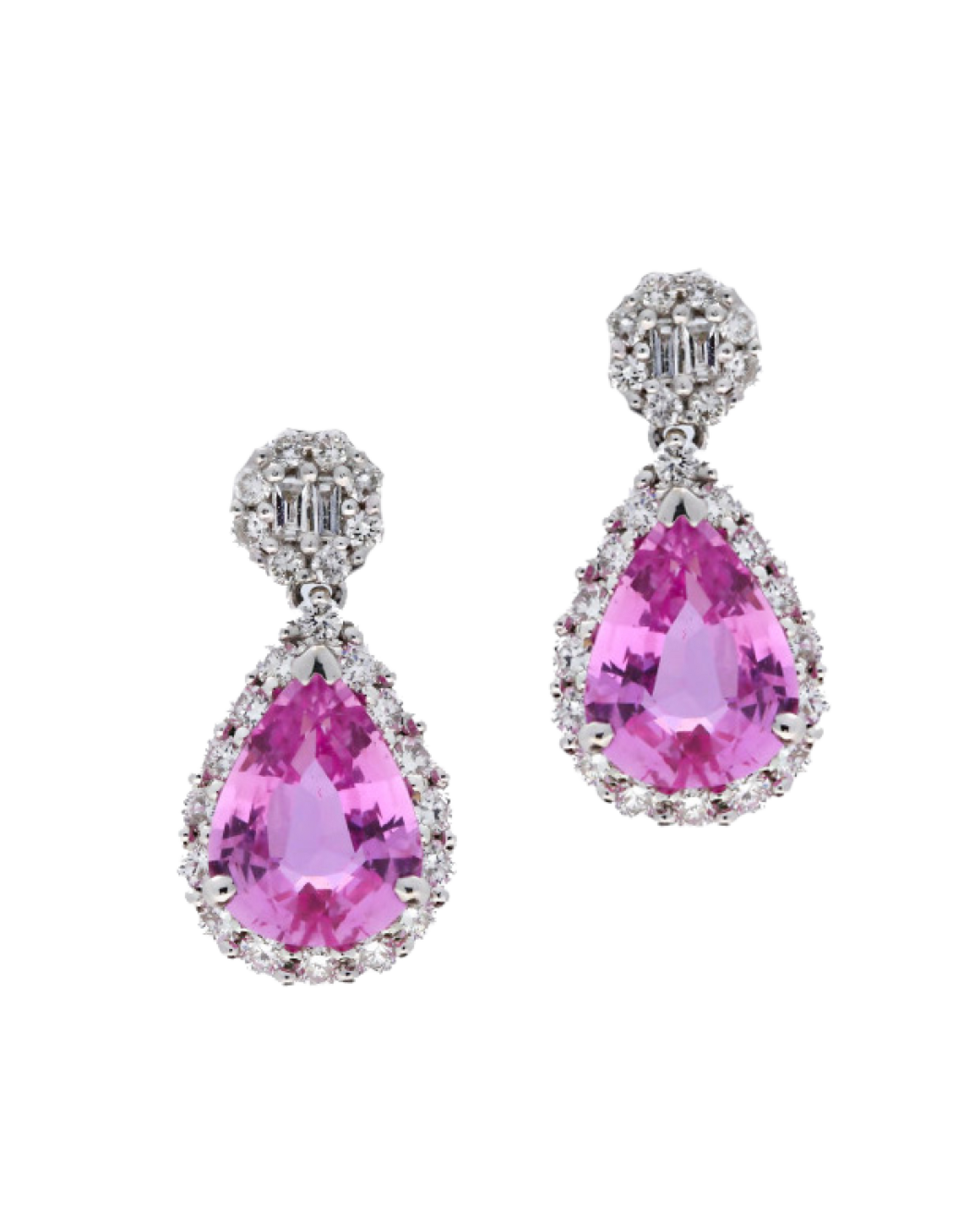 Pink Sapphire & Diamond Drop Earrings