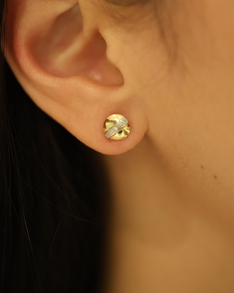 Contemporary Gold and Diamond Studs