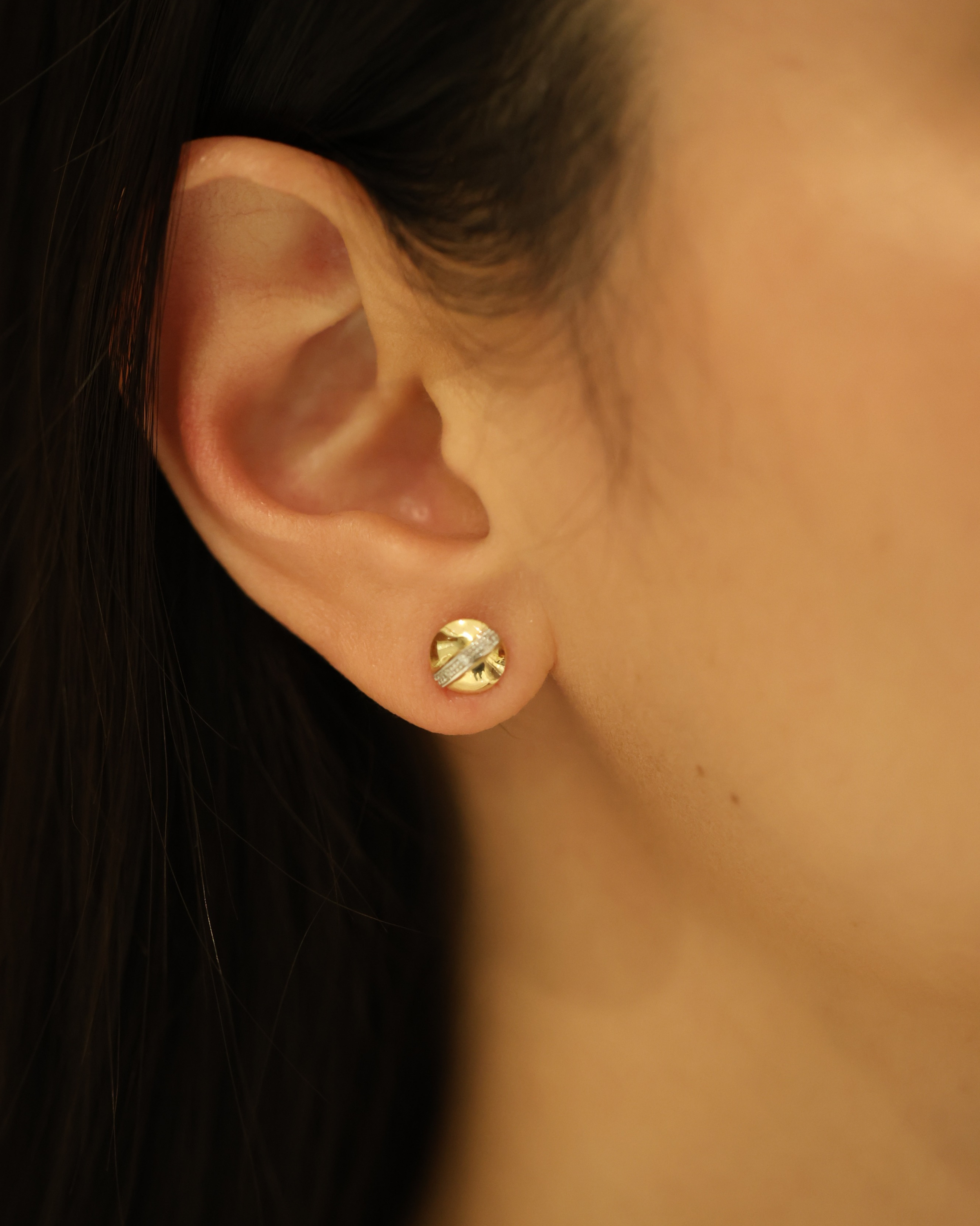 Contemporary Gold and Diamond Studs