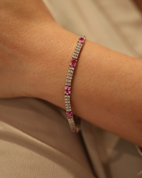 Pink Sapphire & Diamond Tennis Bracelet