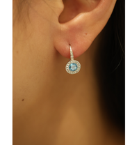 Blue Topaz & Diamond Drop Earrings