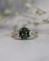 Sri Lankan Green Sapphire & Diamond Ascot Trilogy