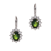 Green Sapphire and Diamond Earrings