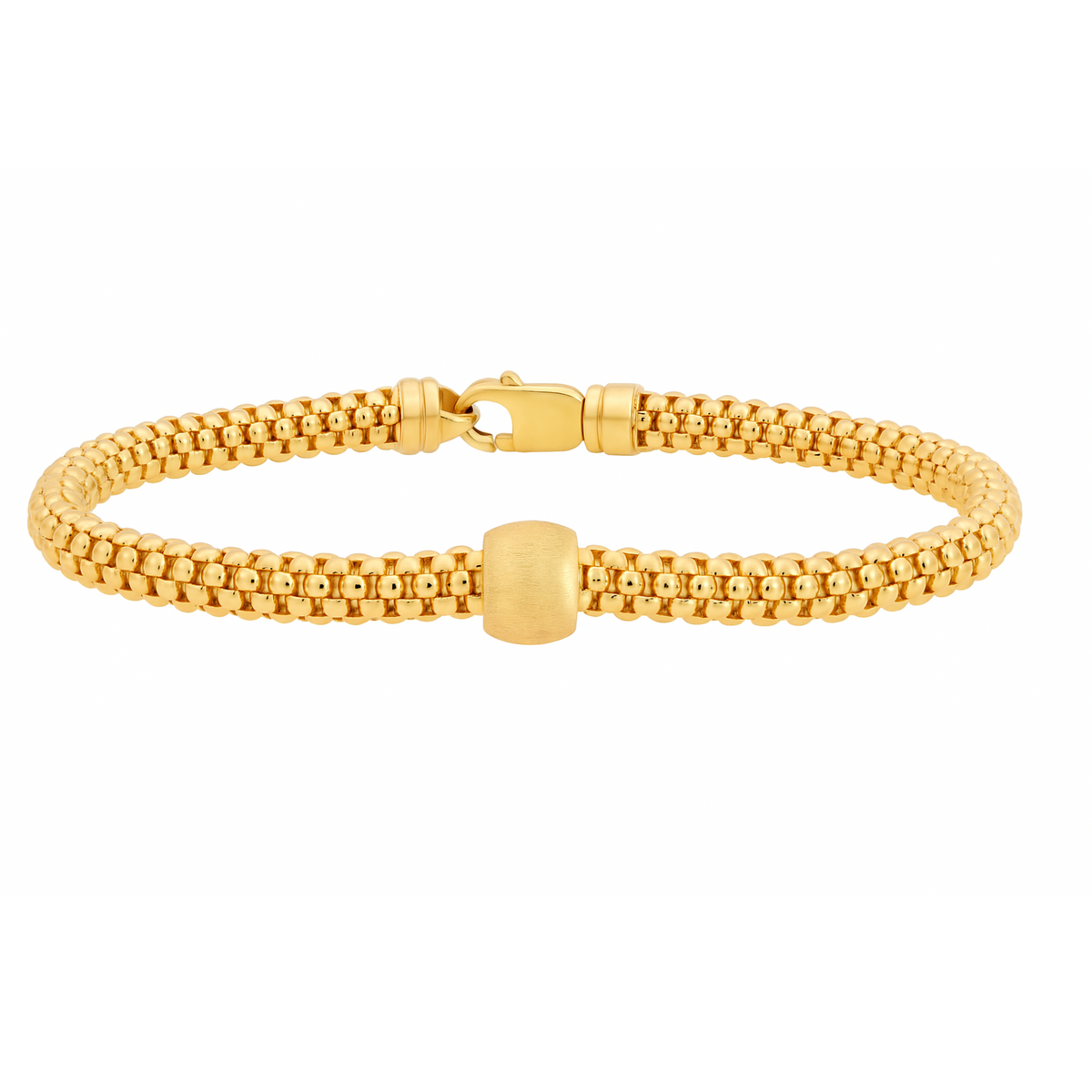 18ct yellow gold popcorn matte bracelet showing textured, rounded links on a sleek jewelry piece from Appleby Jewellers Dublin.