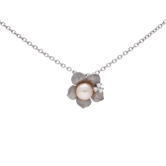 Floral Pearl & Diamond Pendant