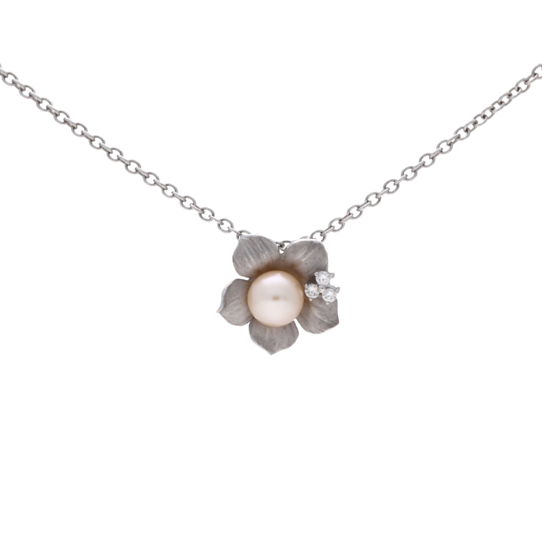 Floral Pearl & Diamond Pendant