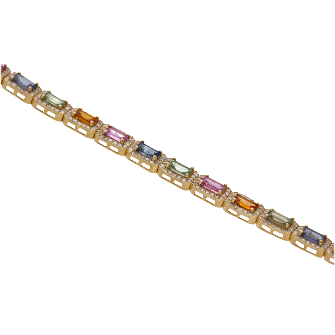 Multi-coloured Sapphire & Diamond Bracelet