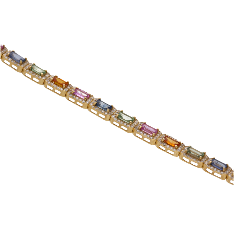 Multi-coloured Sapphire & Diamond Bracelet