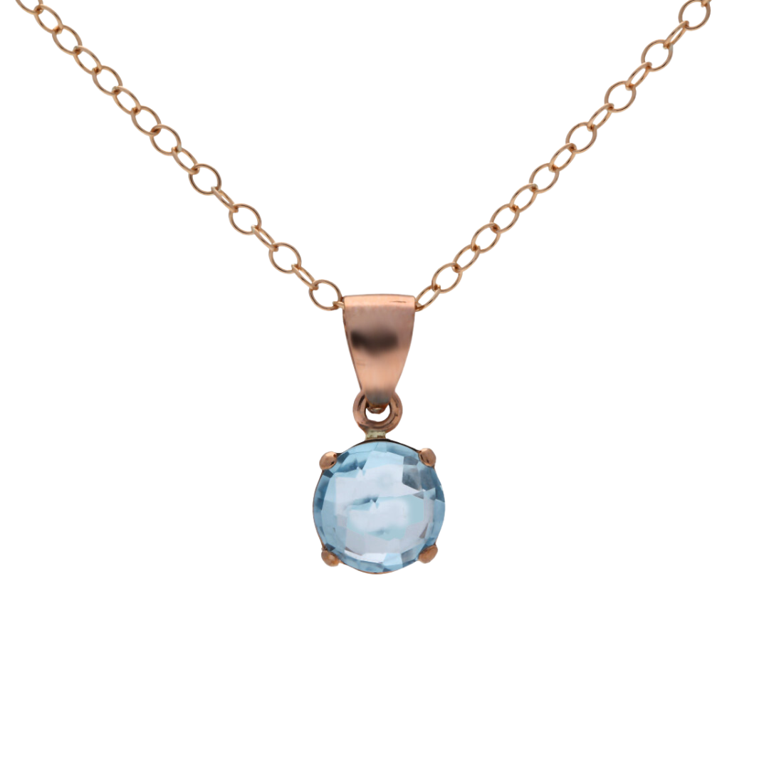 Blue Topaz & Rose Gold Pendant - Appleby Jewellers Dublin