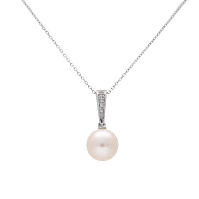 18ct Pearl & Diamond Drop Pendant