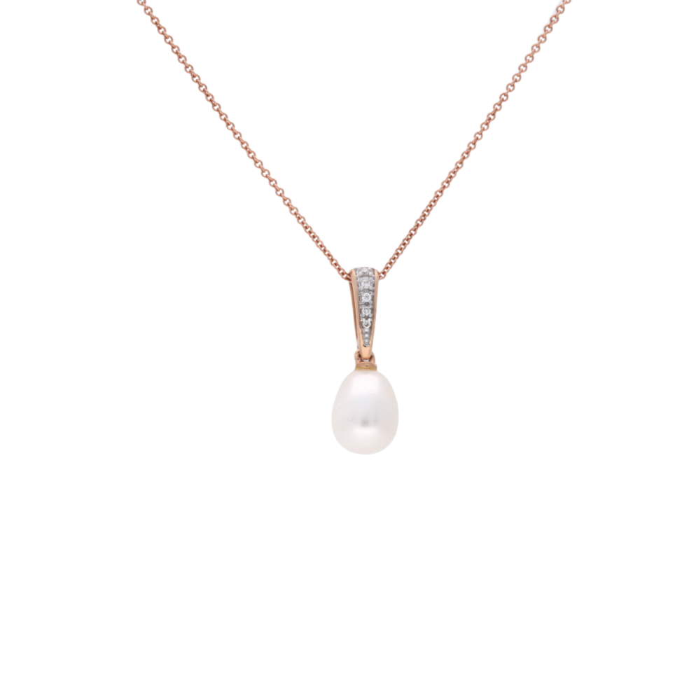 Rose Gold Diamond Pearl Pendant