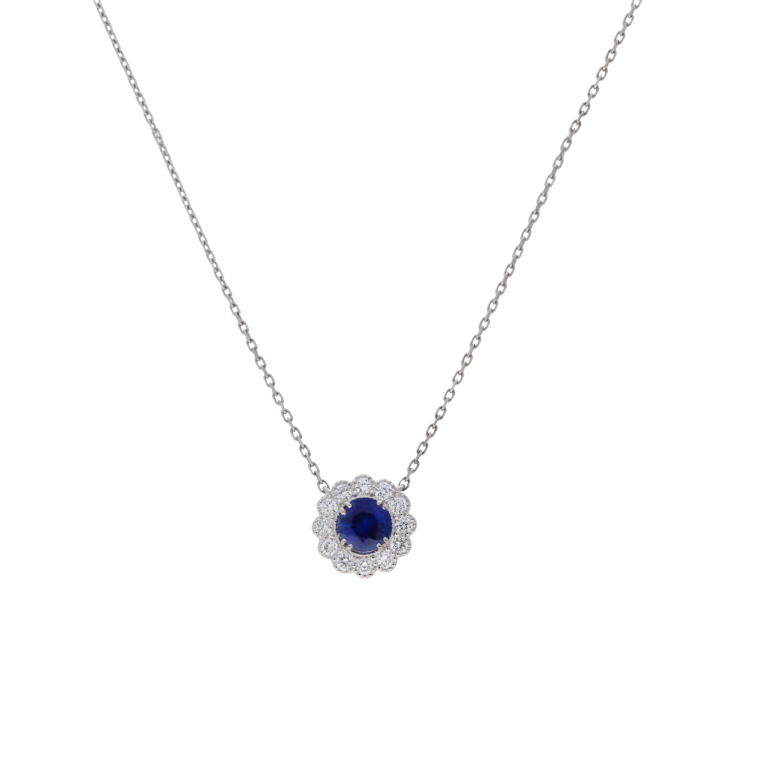 Blue Sapphire Diamond Pendant