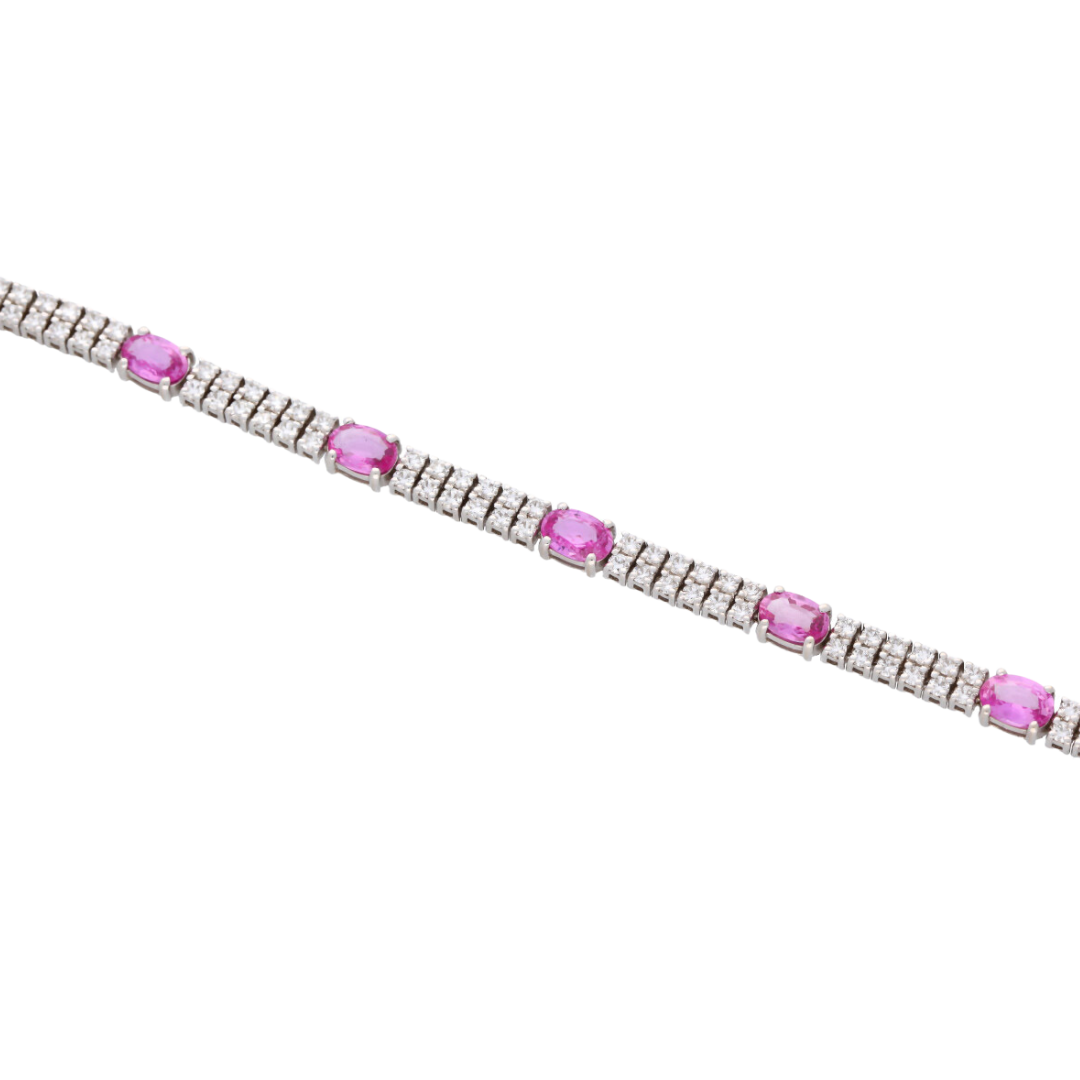 Pink Sapphire & Diamond Tennis Bracelet