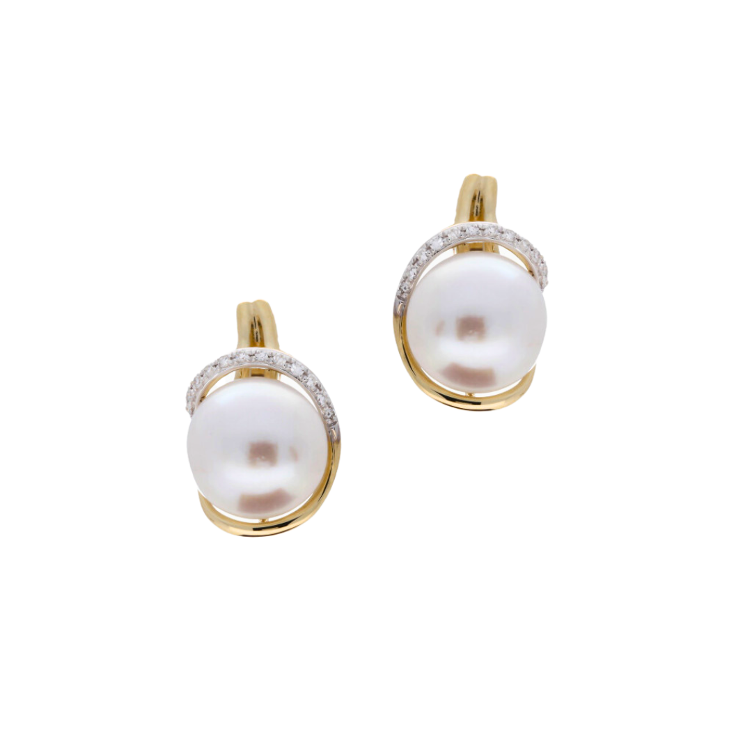 Pearl & Diamond Halo Earrings