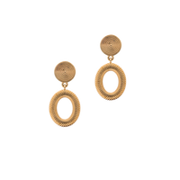 Gold Oval Drop Earrings