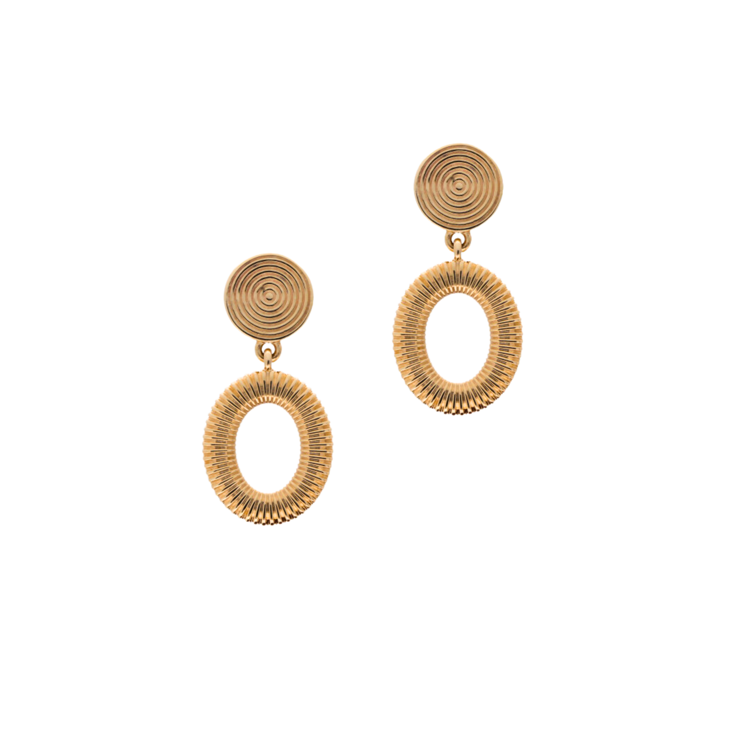 Gold Oval Drop Earrings